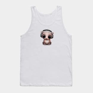 Cute Baby Pig Deejay Wearing Headphones Tank Top